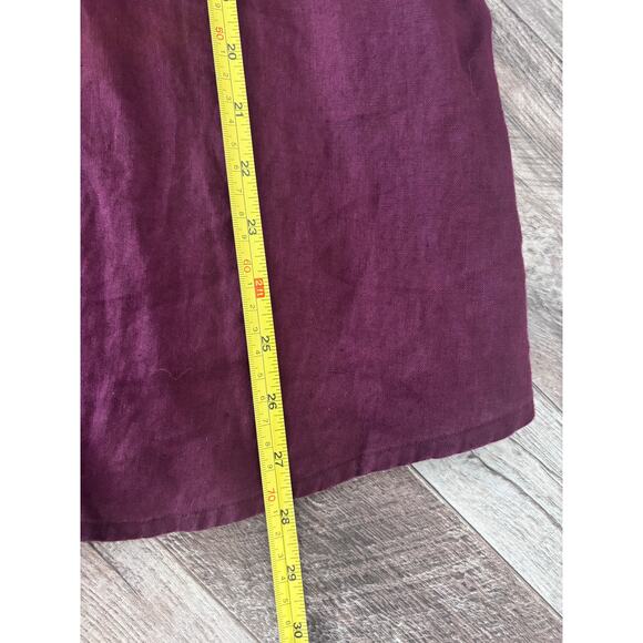 J.‎ Jill Love Linen Button Up Shirt Womens Large Burgundy Resort Cruise Beach - Picture 4 of 5